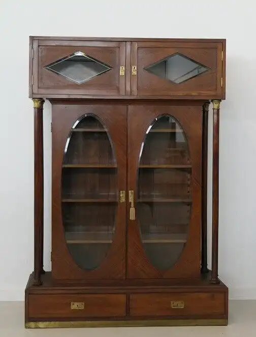 H60053-Jugendstilvitrine-Bücherschrank-Vitrine-Jugendstil-Büchervitrine-Vitrine- 0