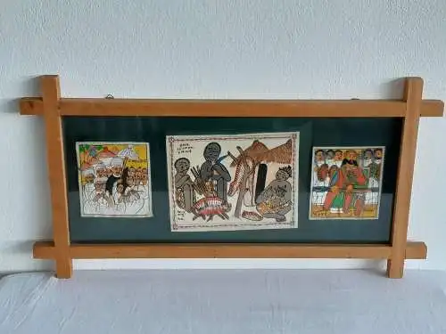 H554-Szenenbild-Gemälde-Bild-Mischtechnik-gerahmt-hinter Glas