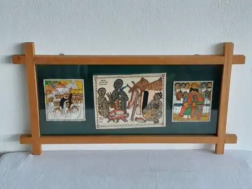 H554-Szenenbild-Gemälde-Bild-Mischtechnik-gerahmt-hinter Glas