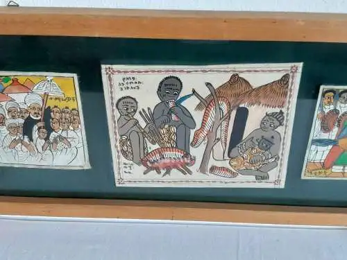 H554-Szenenbild-Gemälde-Bild-Mischtechnik-gerahmt-hinter Glas