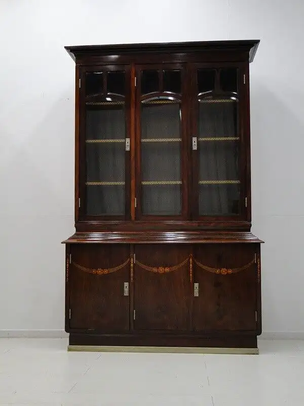 5966D-Jugendstil-Büchervitrine-Schrank-Bücherkasten-Jugendstil-Bücherschrank- 0