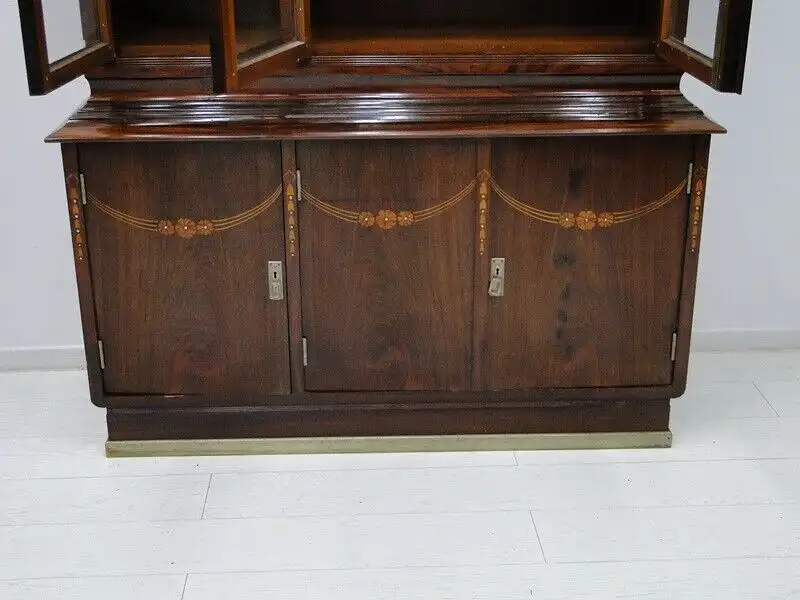 5966D-Jugendstil-Büchervitrine-Schrank-Bücherkasten-Jugendstil-Bücherschrank- 2