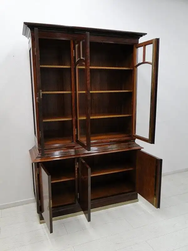 5966D-Jugendstil-Büchervitrine-Schrank-Bücherkasten-Jugendstil-Bücherschrank- 5