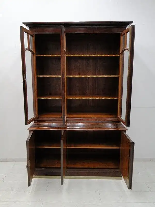 5966D-Jugendstil-Büchervitrine-Schrank-Bücherkasten-Jugendstil-Bücherschrank- 6