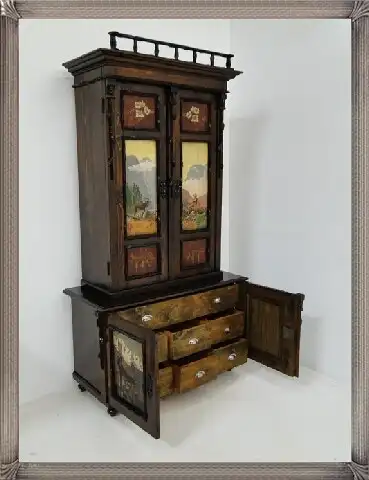 Jagdzimmer-Herrenzimmer-Komplett-Kasten-Anrichte-Tisch-Stuhl-Spiegel-Beistellt 6