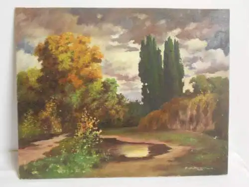 KS-H34-Ölgemälde-Bild-Öl auf Holz-Hoffmann Gemälde-Ölbild-Franz Hoffmann