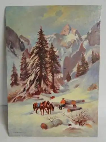 KS-H122-Ölgemälde-Bild-Öl auf Holz-Hoffmann Gemälde-Ölbild-Franz Hoffmann