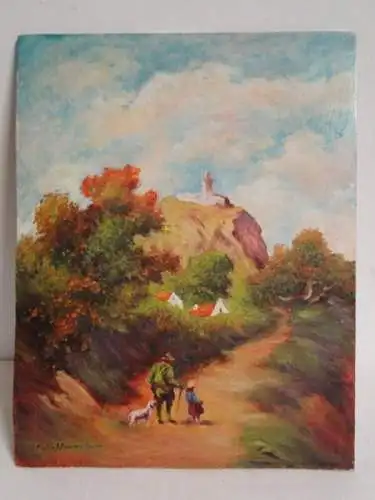 KS-H112-Ölgemälde-Bild-Öl auf Holz-Hoffmann Gemälde-Ölbild-Franz Hoffmann