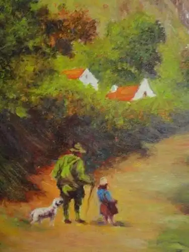 KS-H112-Ölgemälde-Bild-Öl auf Holz-Hoffmann Gemälde-Ölbild-Franz Hoffmann