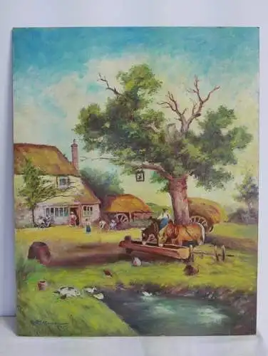 KS-H164-Ölgemälde-Bild-Öl auf Holz-Hoffmann Gemälde-Ölbild-Franz Hoffmann