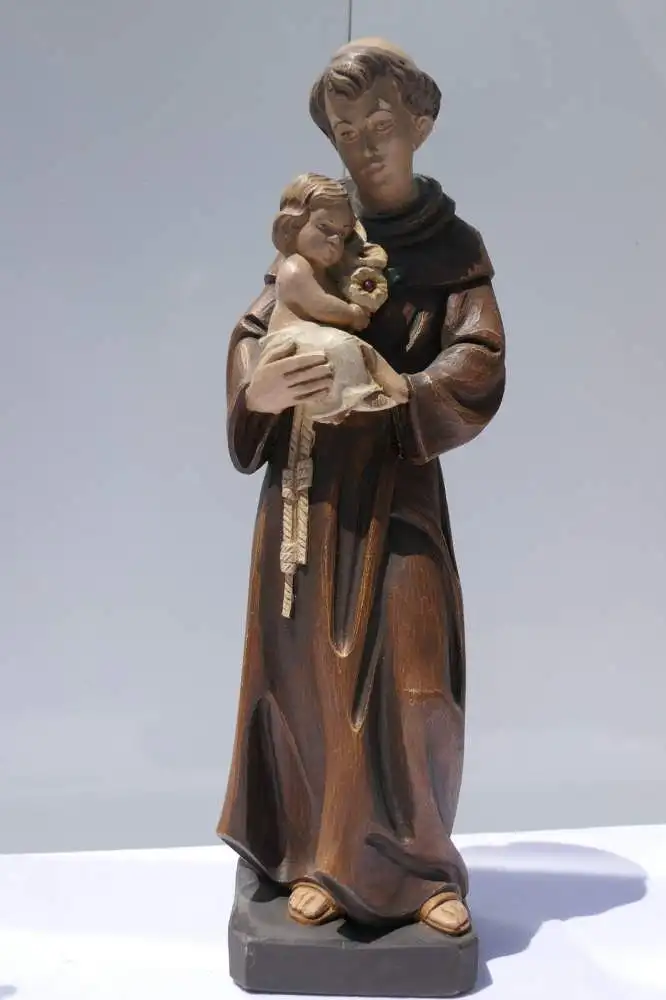 3674D-Heiligenfigur-Sankt Antonio-Figur-Skultpur-Mönch mit Knaben-Heiliger-Mönch 1