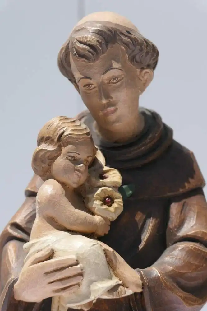 3674D-Heiligenfigur-Sankt Antonio-Figur-Skultpur-Mönch mit Knaben-Heiliger-Mönch 2