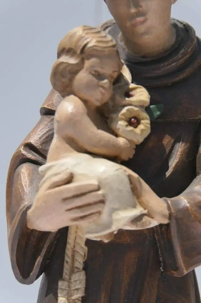 3674D-Heiligenfigur-Sankt Antonio-Figur-Skultpur-Mönch mit Knaben-Heiliger-Mönch 3