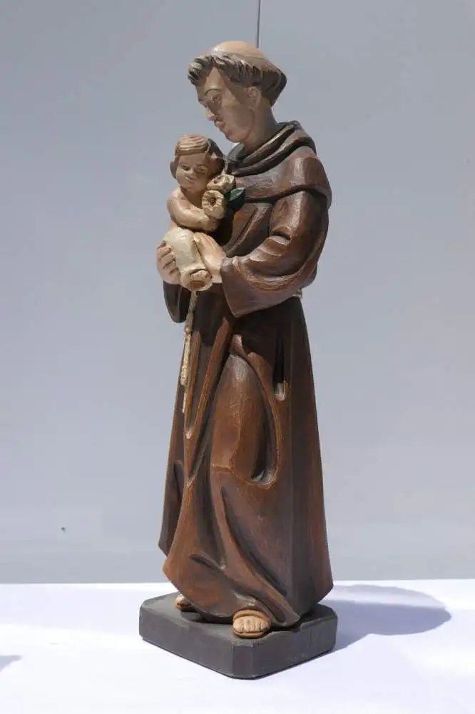 3674D-Heiligenfigur-Sankt Antonio-Figur-Skultpur-Mönch mit Knaben-Heiliger-Mönch 6