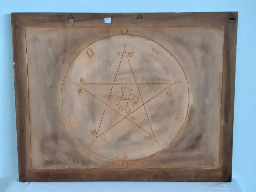 H685-Gemälde-Bild-Mischtechnik-Frau mit Wasserlilien-signiert- 5