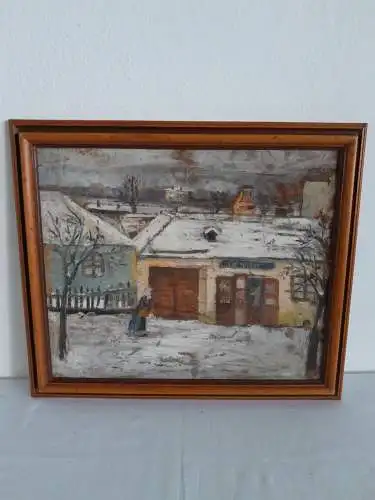 H698-Szenerie-Öl auf Karton-Ölbild-Ölgemälde-gerahmt-Bild-Gemälde-