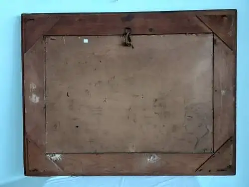 H667-Kohlezeichnung-Szenenbild-Gemälde-Bild-hinter Glas-signiert-gerahmt-
