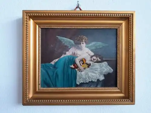 H409-Heiligenbild-Gemälde-Bild-Der wachende Engel-Ölgemälde-Öl auf Holz-Ölbild