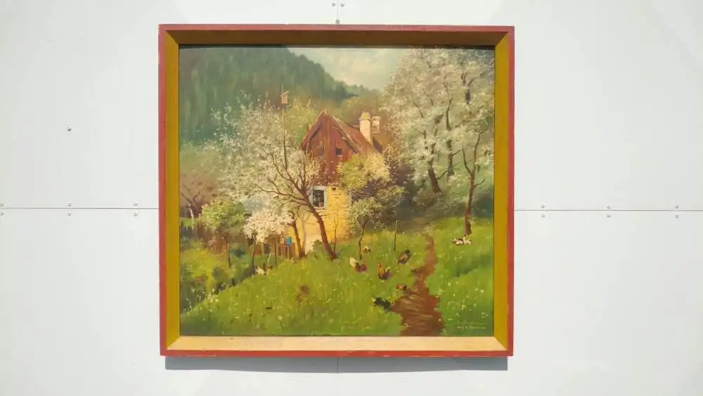 N10-Gemälde-Bild-Bauernhof-Ölgemälde-signiert-gerahmt-Ölbild-Landschaftsbild 0