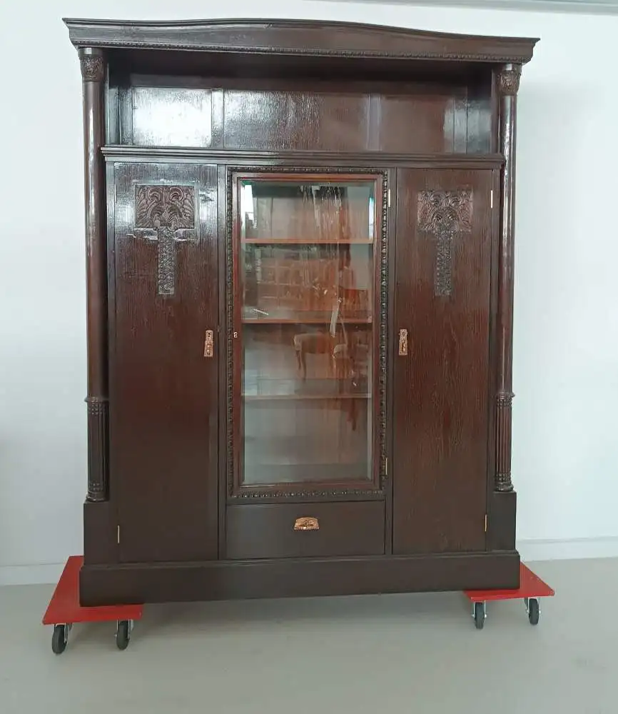 H60221-Art Deco Bücherschrank-Kasten-Jugendstilschrank-Art Deco-Schrank-Bücherka 0
