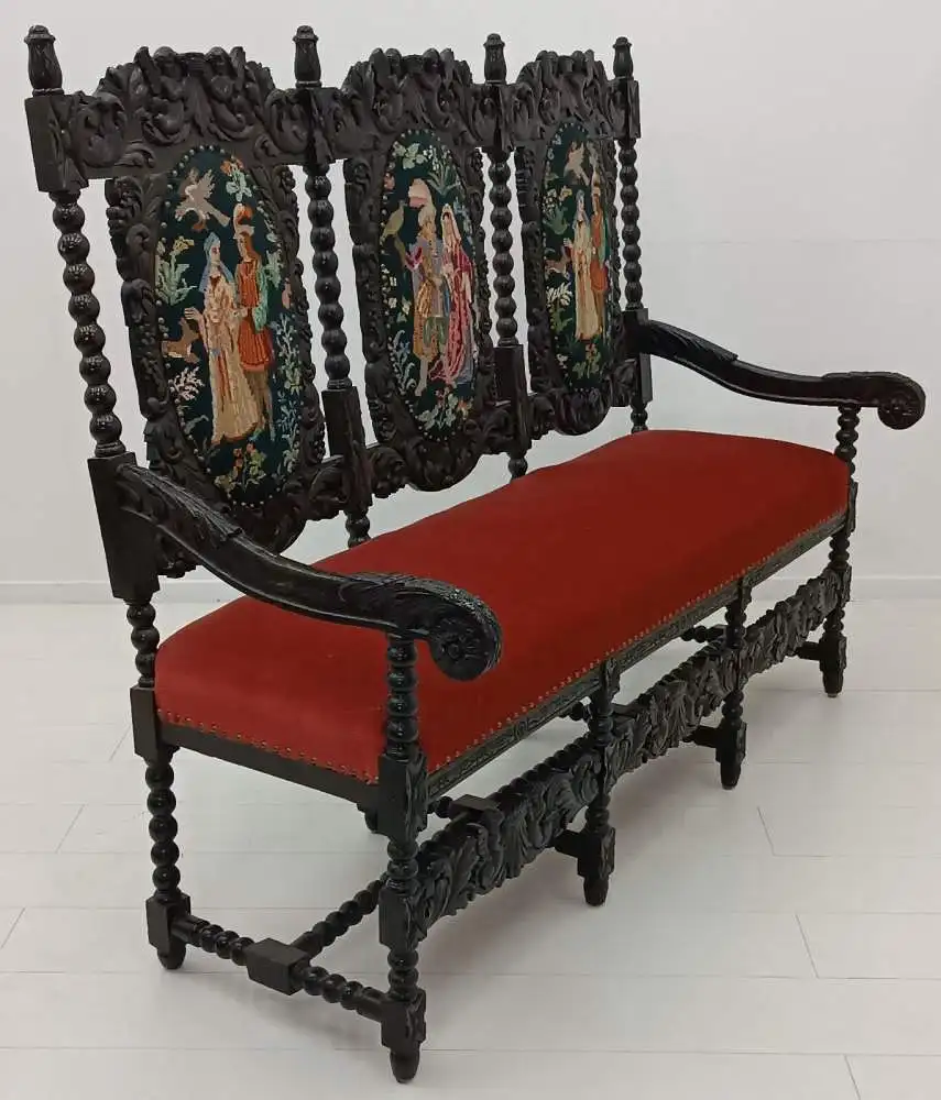 7380D-Historismusbank-Sofa-3Sitzer-Historismus-Bank-Gründerzeit-Sitzbank-Altdeut 2