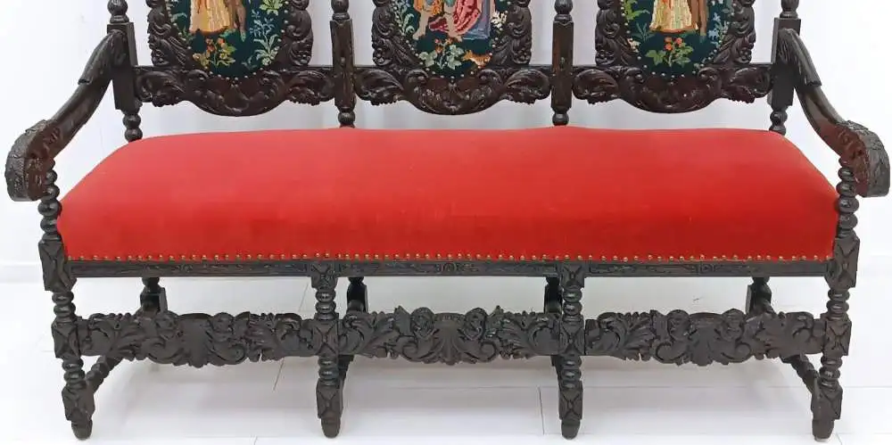 7380D-Historismusbank-Sofa-3Sitzer-Historismus-Bank-Gründerzeit-Sitzbank-Altdeut 7