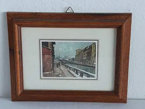 H1370-Stadtbild-Druck-Gemälde-Bild-gerahmt-Passepartout-hinter Glas