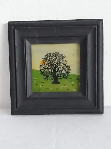 H1387-Landschaftsbild-Glasmalerei-gerahmt-Bild-Gemälde-