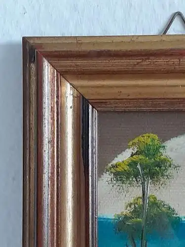 H1390-Strandbild-Meer-Öl auf Holz-Ölbild-Ölgemälde-gerahmt-