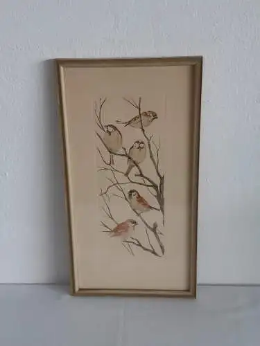 H1394-Tierbild-Vogelbild-Aquarell-signiert-gerahmt-Passepartout