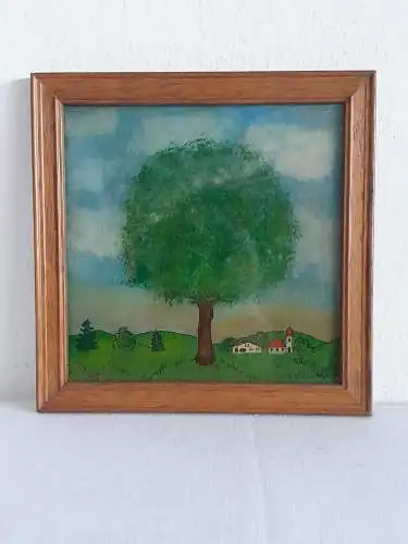 H1383-Landschaftsbild-Aquarell-gerahmt-hinter Glas-Bild-Gemälde