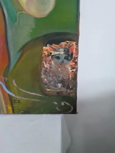 H1076-Ölbild-moderne Kunst-Öl auf Leinen-Ölgemälde-monogrammiert-