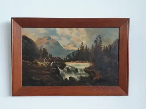 H1404-Ölbild-Landschaftsbild-Öl auf Leinen-signiert-gerahmt-