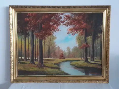 H1410-Ölbild-Öl auf Holz-Landschaftsbild-Ölgemälde-signiert-gerahmt