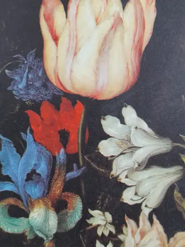 H1417-Ölbild-Stillleben-Öl auf Holz-Ölgemälde-gerahmt-Blumen-