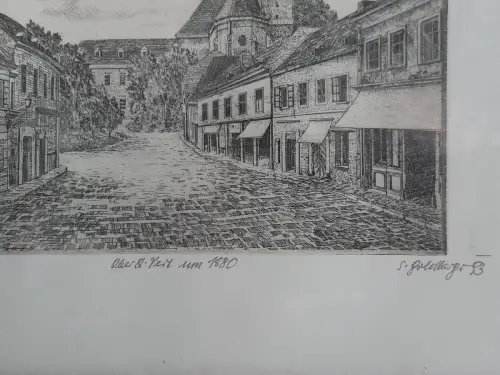 H1422-Radierung-Bild-Gemälde-signiert-gerahmt-datiert-