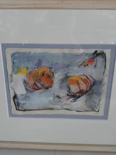 H1429-Aquarell-Bild-Gemälde-abstrakte Malerei-gerahmt-Passepartout