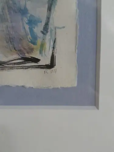 H1429-Aquarell-Bild-Gemälde-abstrakte Malerei-gerahmt-Passepartout