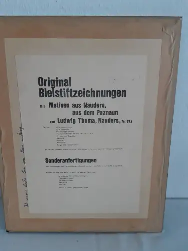 H1432-Bleistiftzeichnung-Bild-Gemälde-monogrammiert-gerahmt-hinter Glas