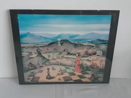 H1434-Druck-Bild-Gemälde-Landschaftsbild-Fantasie-hinter Glas-