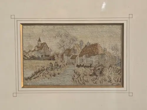 H1439-Gobelin-Bild-Gemälde-hinter Glas-gerahmt-Passepartout-
