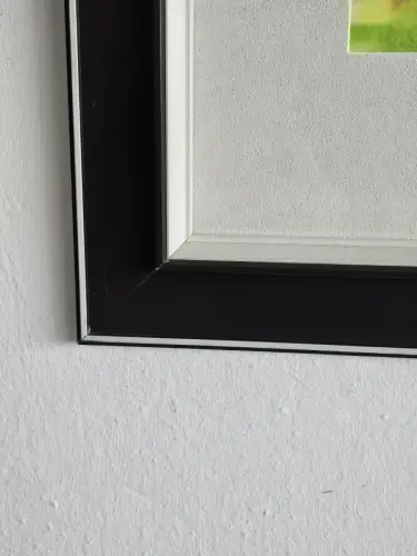 H1440-Aquarell-Bild-hinter Glas-Stadtbild-Gemälde-gerahmt-Passepartout