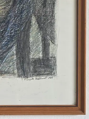 H1441-Aktzeichnung-Bild-hinter Glas-Mischtechnik-datiert-signiert-gerahmt-