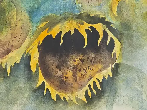 H1446-Aquarell-Stillleben-Bild-Gemälde-hinter Glas-gerahmt-Passepartout