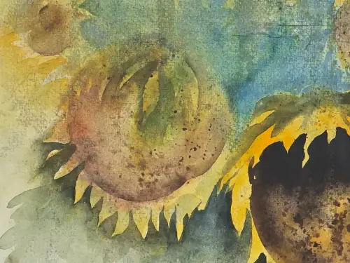 H1446-Aquarell-Stillleben-Bild-Gemälde-hinter Glas-gerahmt-Passepartout