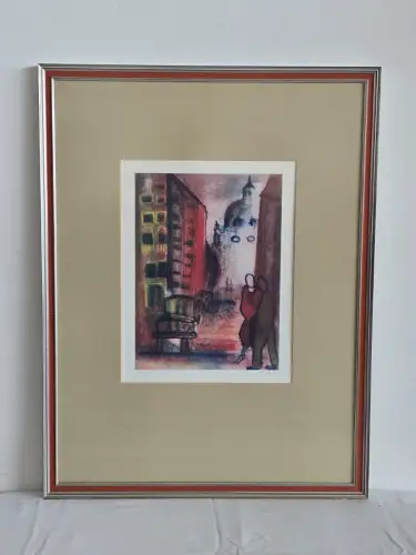 H1447-Lithografie-Wolfgang Hohenwallner-handsigniert-gerahmt-hinter Glas