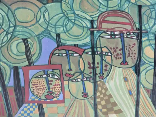 H1449-Kunstdruck-Friedensreich Hundertwasser-gerahmt-hinter Glas-Bild-
