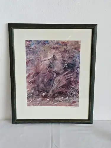 H1451-Kunstdruck-Bild-"Zärtlichkeit"-signiert-gerahmt-nummeriert-hinter Glas