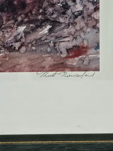 H1451-Kunstdruck-Bild-"Zärtlichkeit"-signiert-gerahmt-nummeriert-hinter Glas