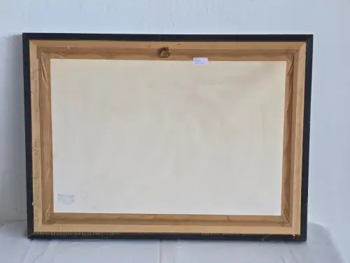 H1454-Aquarell-Küstenbild-gerahmt-Gemälde-signiert-hinter Glas-Bild-